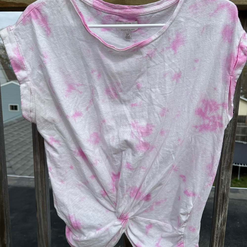 Lucky Brand Pink and White Short Sleeve Tee